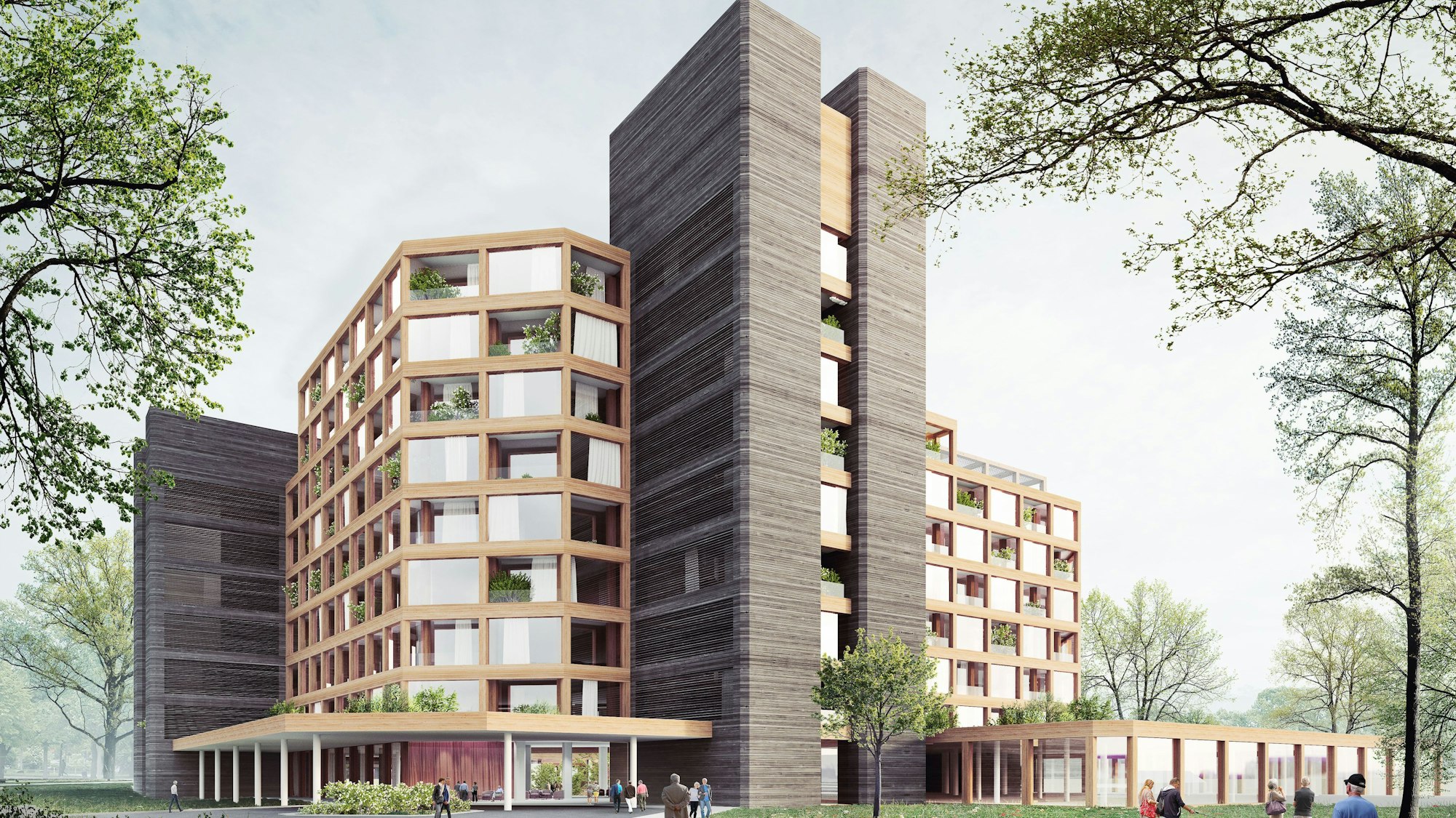 Die Visualisierung zeigt eine Option, wie die frühere RWE-Power-Zentrale später mal aussehen könnte.