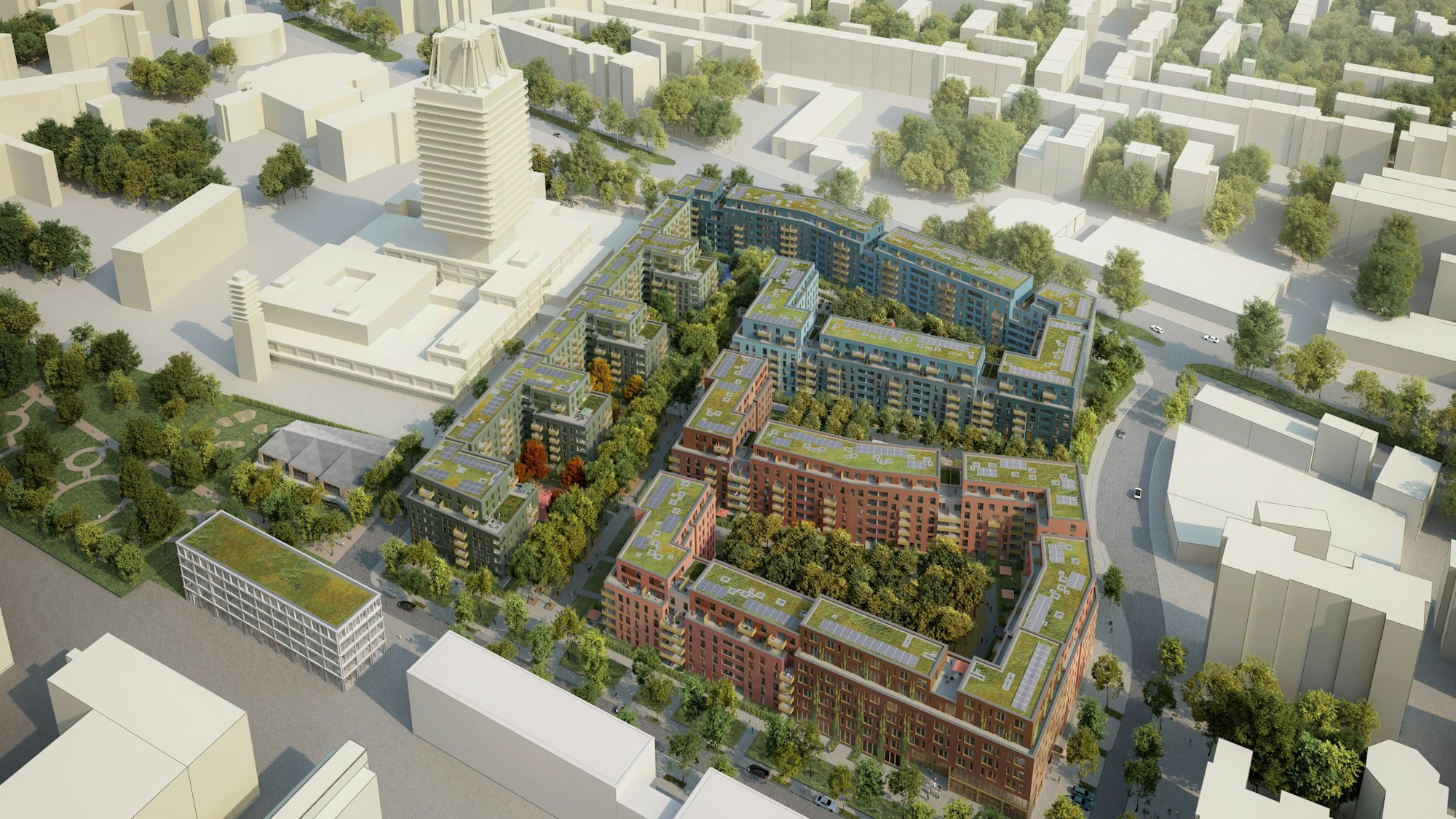 Von oben ist die Nachbarschaft zum Deutschlandfunk gut erkennbar.