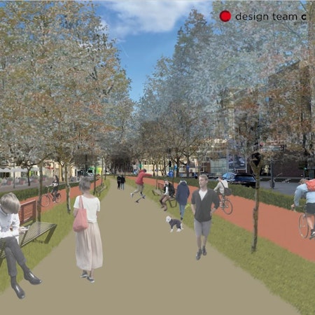 Eine Visualisierung zeigt die Cäcilienstraße ohne KVB-Gleise