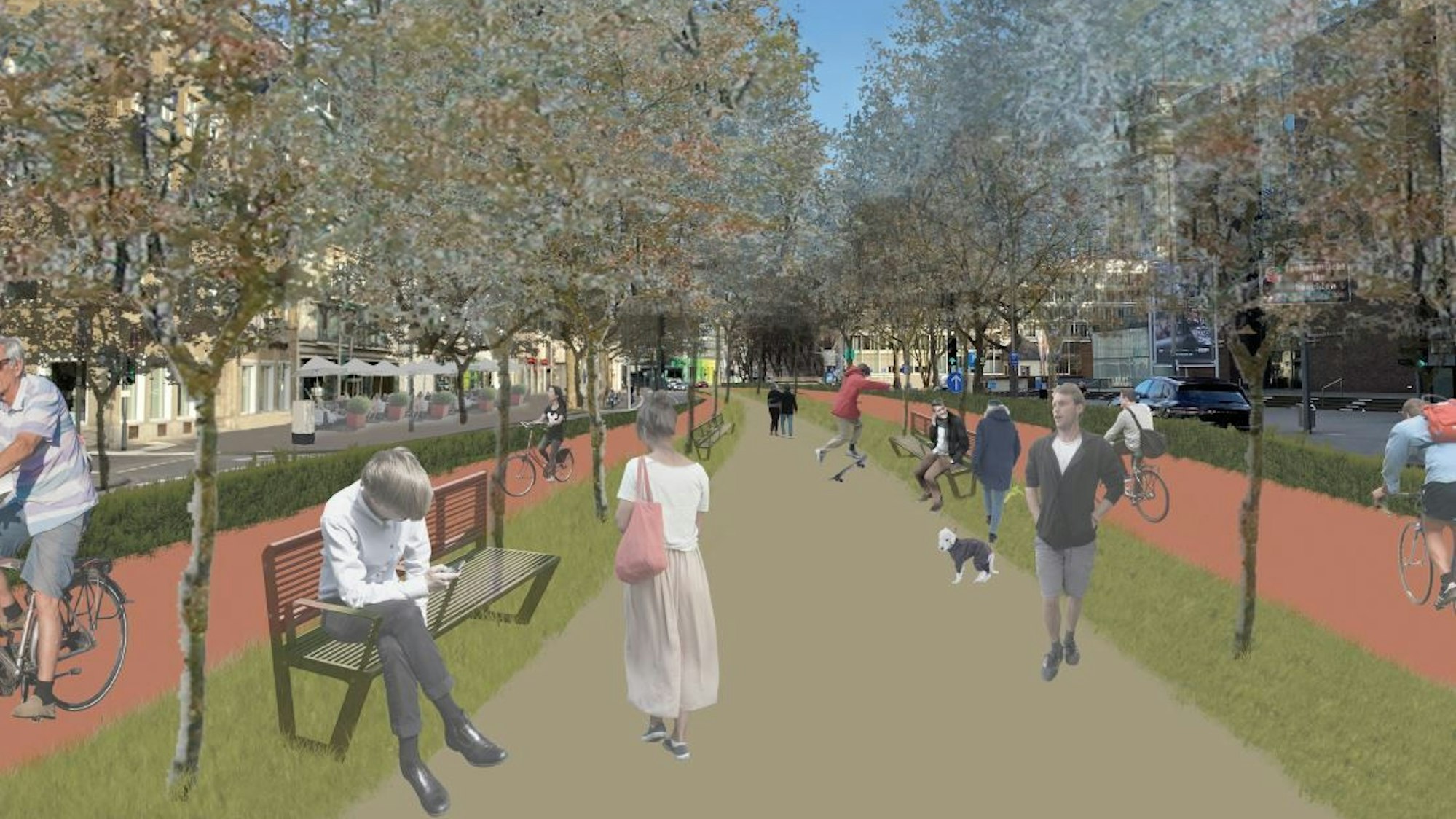 Eine Visualisierung zeigt die Cäcilienstraße ohne KVB-Gleise