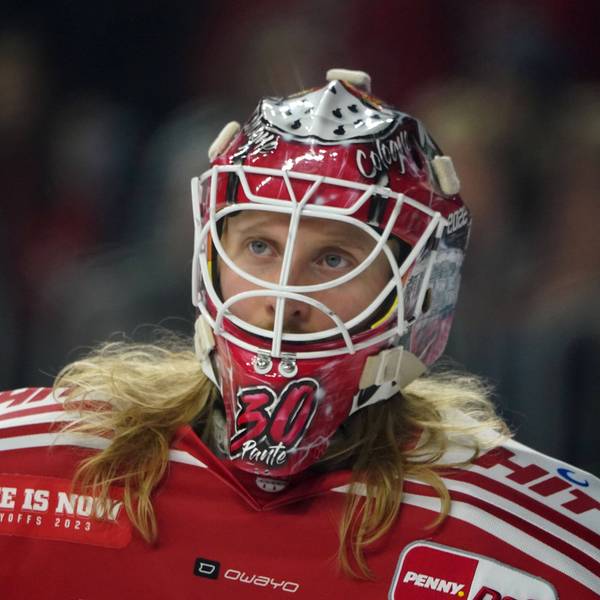Mirko Pantkowski beim Viertelfinale der DEL-Playoffs am 26. März 2023 gegen die Adler Mannheim in der Lanxessarena.