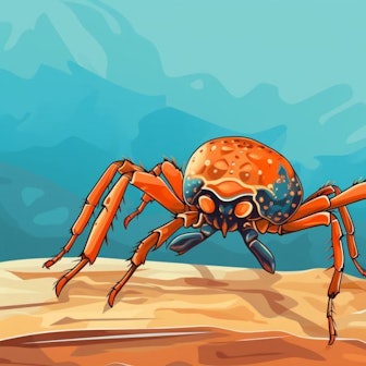 Eine Illustration zeigt eine Zecke, die auf einem Menschen sitzt.