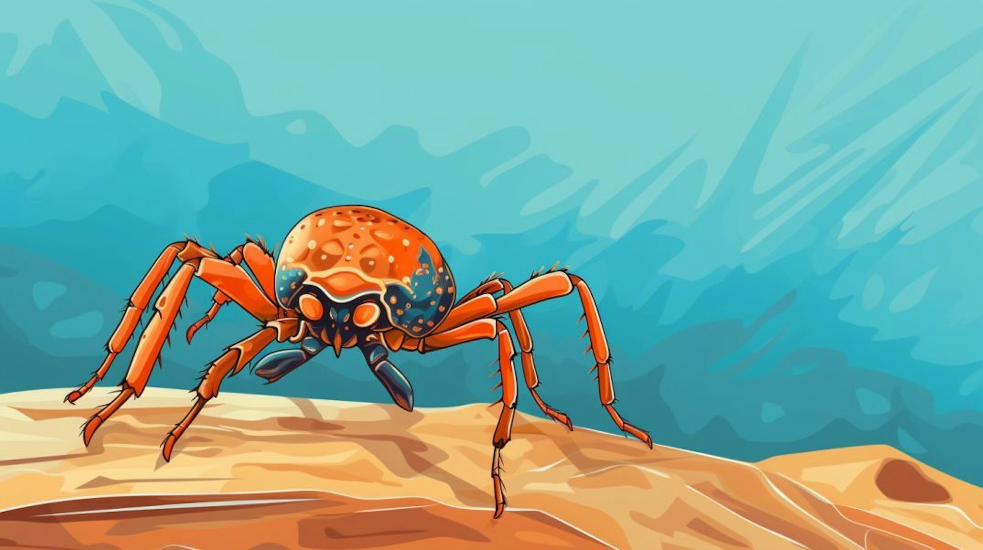 Eine Illustration zeigt eine Zecke, die auf einem Menschen sitzt.