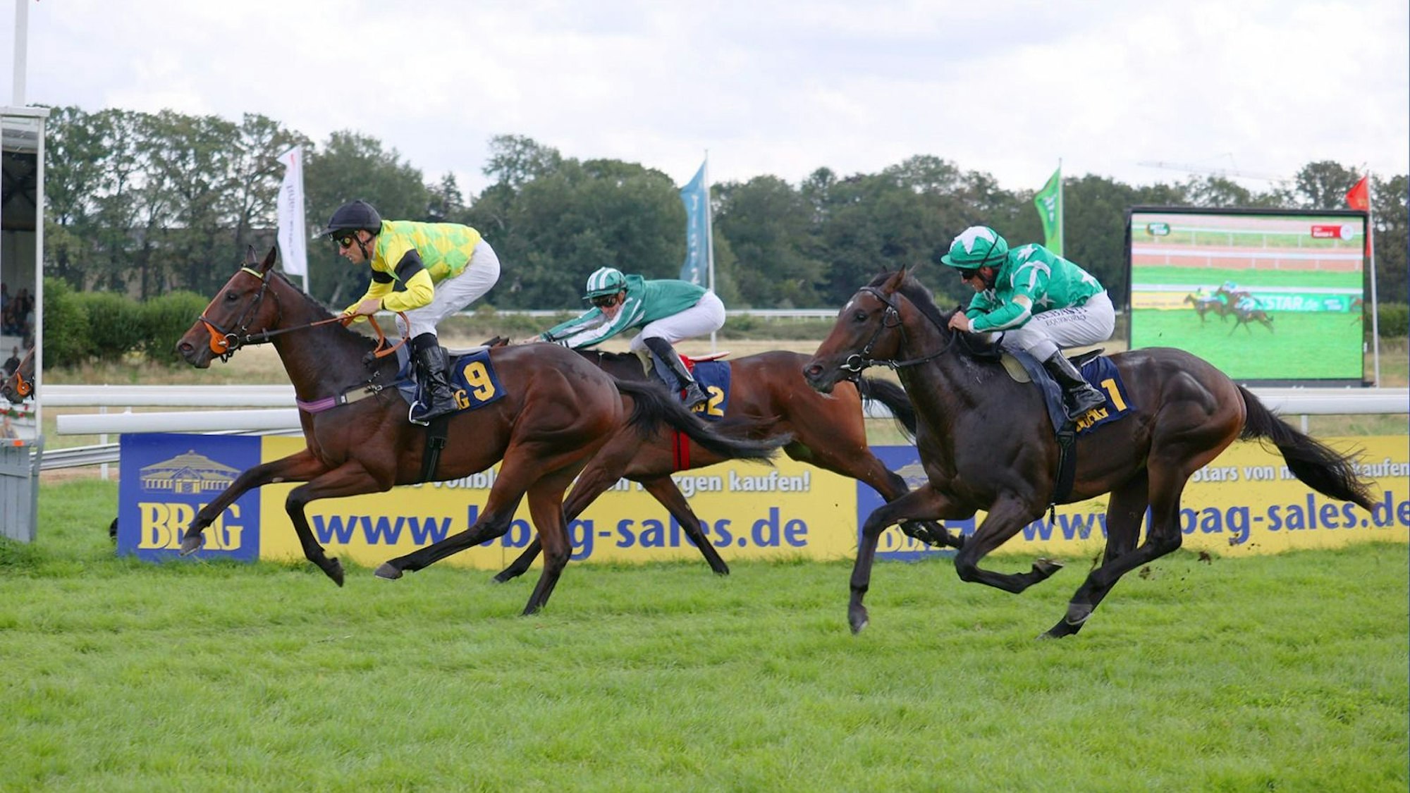 Son Roc (mit Jockey René Piechulek) gewinnt das BBAG-Auktionsrennen.