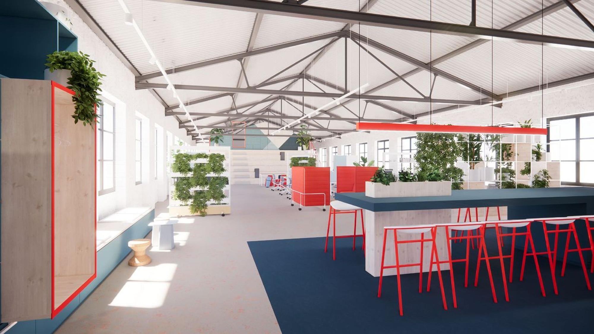 Mit der Visualisierung wird gezeigt, wie die Ideenfabrik aussehen soll, die derzeit in der Alten Tuchfabrik in Euskirchen aufgebaut wird.
