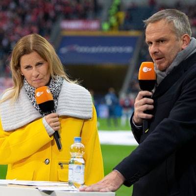 Katrin Müller-Hohenstein ZDF und Sky-Experte Dietmar Hamann.
