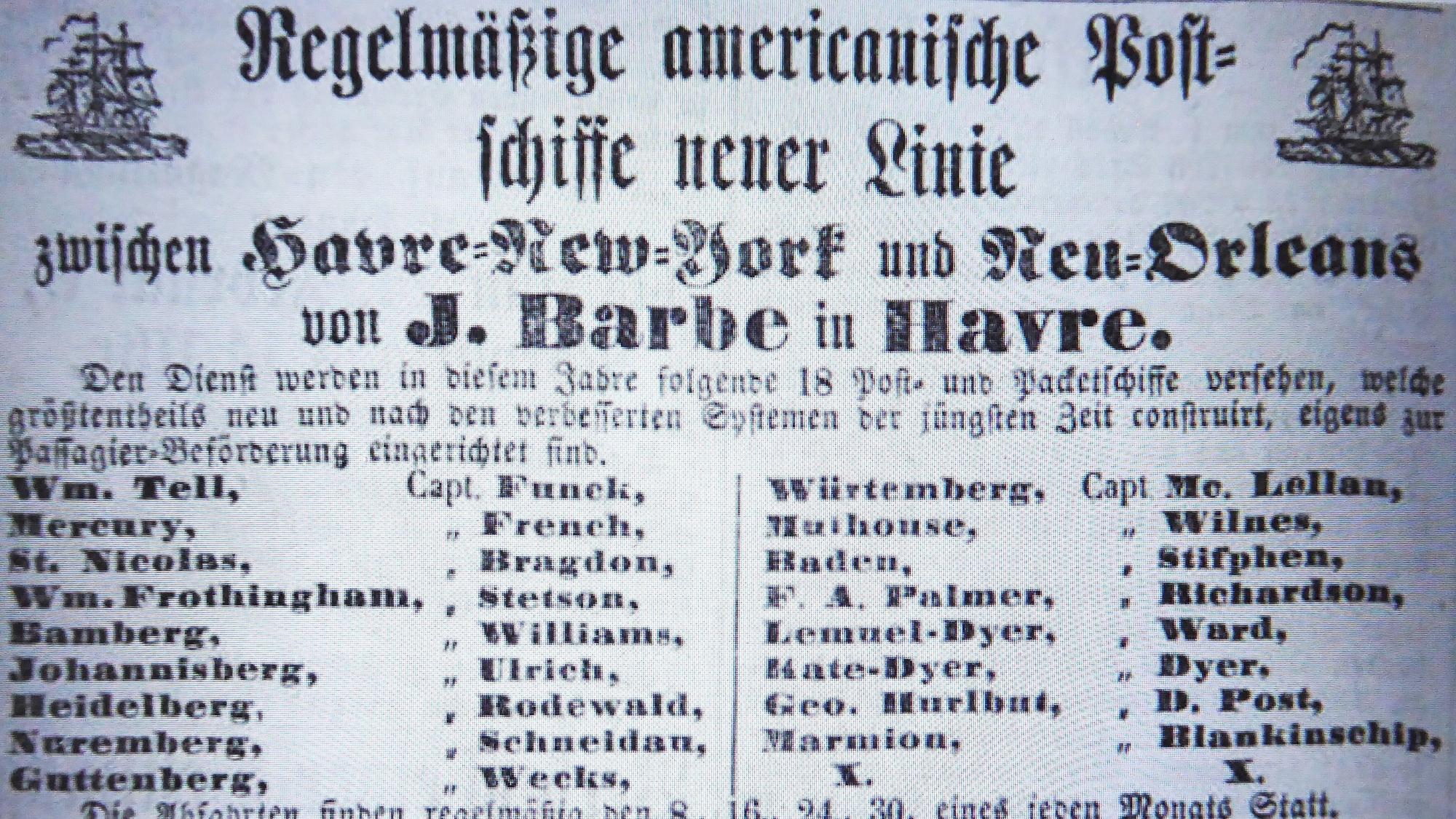 Zeitungsannonce einer Auswanderungsagentur aus Köln.