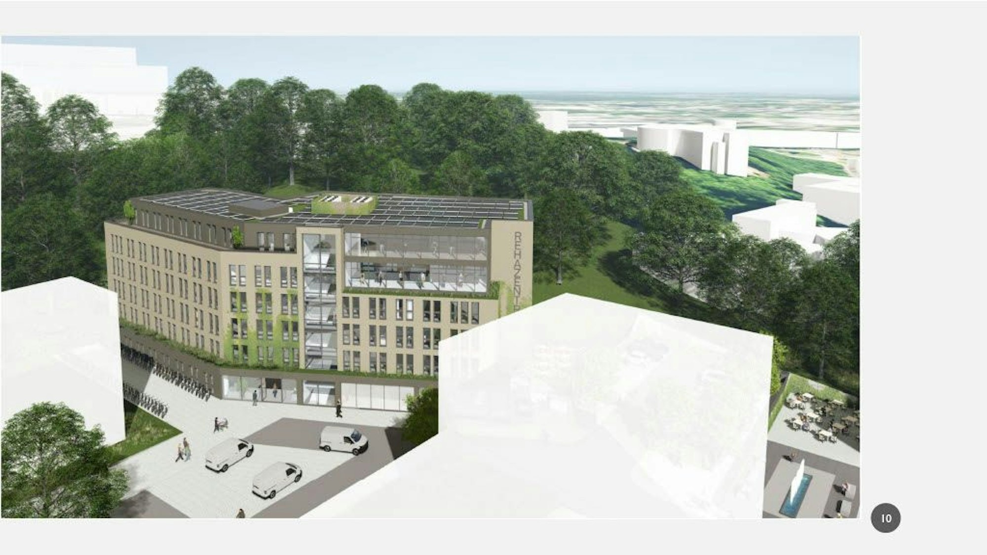 Die Skizze zeigt eine Visualisierung des Rehazentrums.