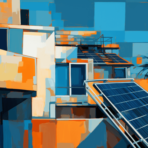 Illustration: Solarpanels auf einem Balkon
