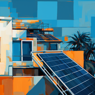 Illustration: Solarpanels auf einem Balkon