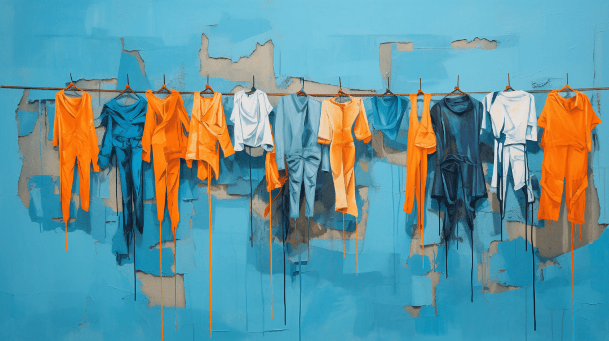 Illustration: Kleidungsstücke auf einer Wäscheleine