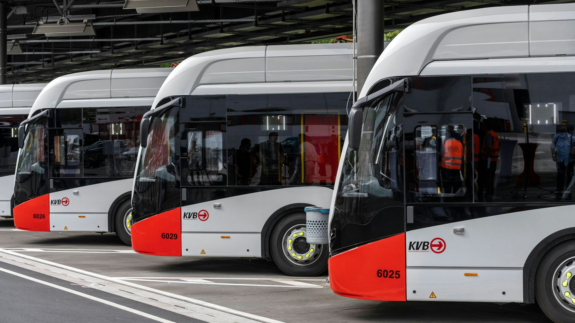 Die neuen Elektrobusse der Kölner Verkehrsbetriebe.