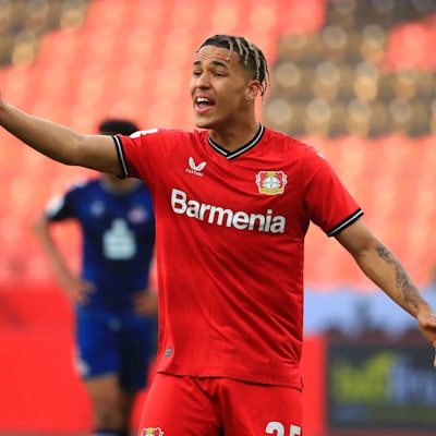 Isaiah Okafor Leverkusen gestikuliert Bayer 04 Leverkusen vs 1. FC Koeln, Fussball, Mittelrheinpokalfinale A-Jugend 24.05.2023 Bayer 04 Leverkusen vs 1. FC Koeln, Fussball, Mittelrheinpokalfinale A-Jugend 24.05.2023 Leverkusen *** Isaiah Okafor Leverkusen gestures Bayer 04 Leverkusen vs 1 FC Koeln, soccer, Mittelrheinpokalfinale A youth 24 05 2023 Bayer 04 Leverkusen vs 1 FC Koeln, soccer, Mittelrheinpokalfinale A youth 24 05 2023 Leverkusen Copyright: xEibner-Pressefotox EP_RWS