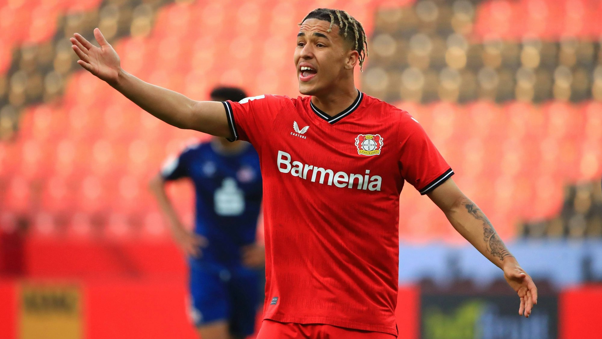 Isaiah Okafor Leverkusen gestikuliert Bayer 04 Leverkusen vs 1. FC Koeln, Fussball, Mittelrheinpokalfinale A-Jugend 24.05.2023 Bayer 04 Leverkusen vs 1. FC Koeln, Fussball, Mittelrheinpokalfinale A-Jugend 24.05.2023 Leverkusen *** Isaiah Okafor Leverkusen gestures Bayer 04 Leverkusen vs 1 FC Koeln, soccer, Mittelrheinpokalfinale A youth 24 05 2023 Bayer 04 Leverkusen vs 1 FC Koeln, soccer, Mittelrheinpokalfinale A youth 24 05 2023 Leverkusen Copyright: xEibner-Pressefotox EP_RWS