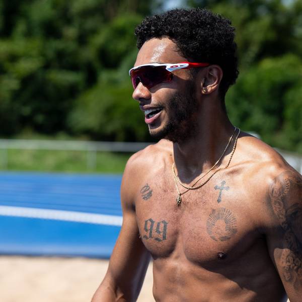 15.08.2023, Bayern, Erding: Joshua Hartmann, Sprinter, nimmt am Medientag des deutschen Leichtathletik-Teams vor den Weltmeisterschaften in Budapest teil. Das Team bereitet sich in Erding auf die 19. Leichtathletik-Weltmeisterschaften vor, die vom 19. bis 27. August 2023 in Budapest stattfinden. Foto: Sven Hoppe/dpa +++ dpa-Bildfunk +++