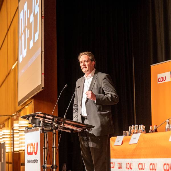 Karl Mandl auf dem CDU-Parteitag Ende März, auf dem er den damaligen Parteivorsitzenden Bernd Petelkau ablöst.
