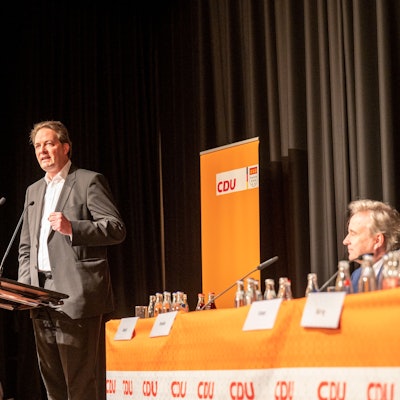 Karl Mandl auf dem CDU-Parteitag Ende März, auf dem er den damaligen Parteivorsitzenden Bernd Petelkau ablöst.