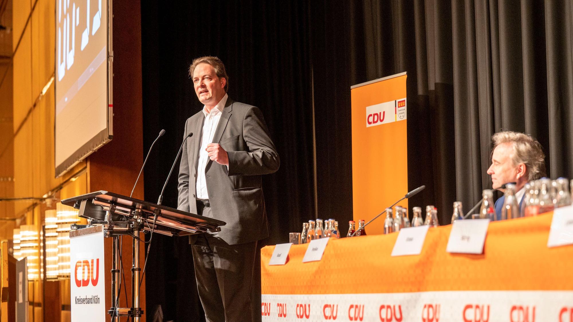 Karl Mandl auf dem CDU-Parteitag Ende März, auf dem er den damaligen Parteivorsitzenden Bernd Petelkau ablöst.
