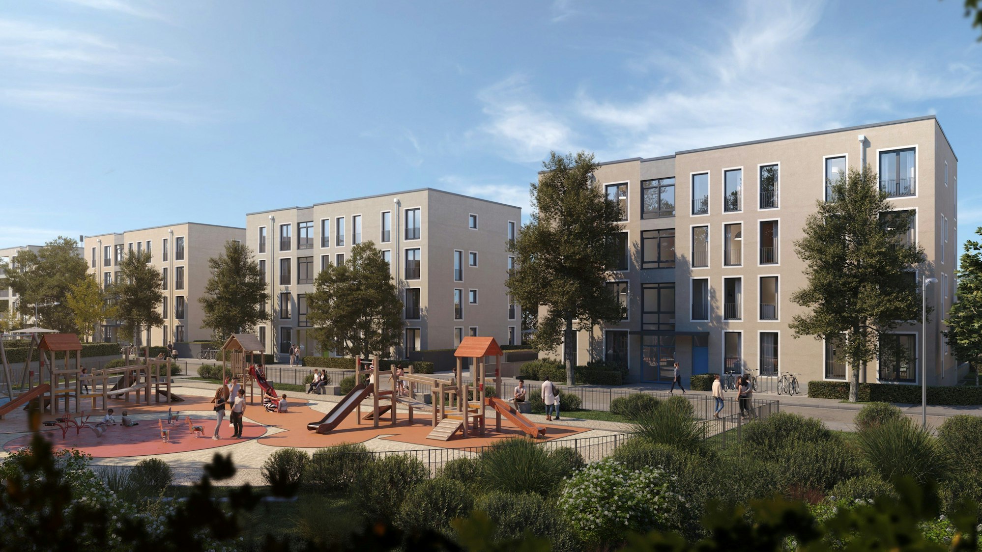 Eine Visualisierung des Neubauprojekts am Fuchskaule in Porz-Elsdorf.