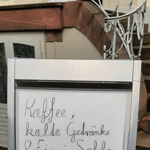 Infoständer/Infotafel vor dem Museum Morsbroich.