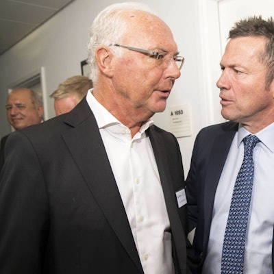ranz Beckenbauer und Lothar Matthäus bei einem Termin der Sporthilfe 2017.