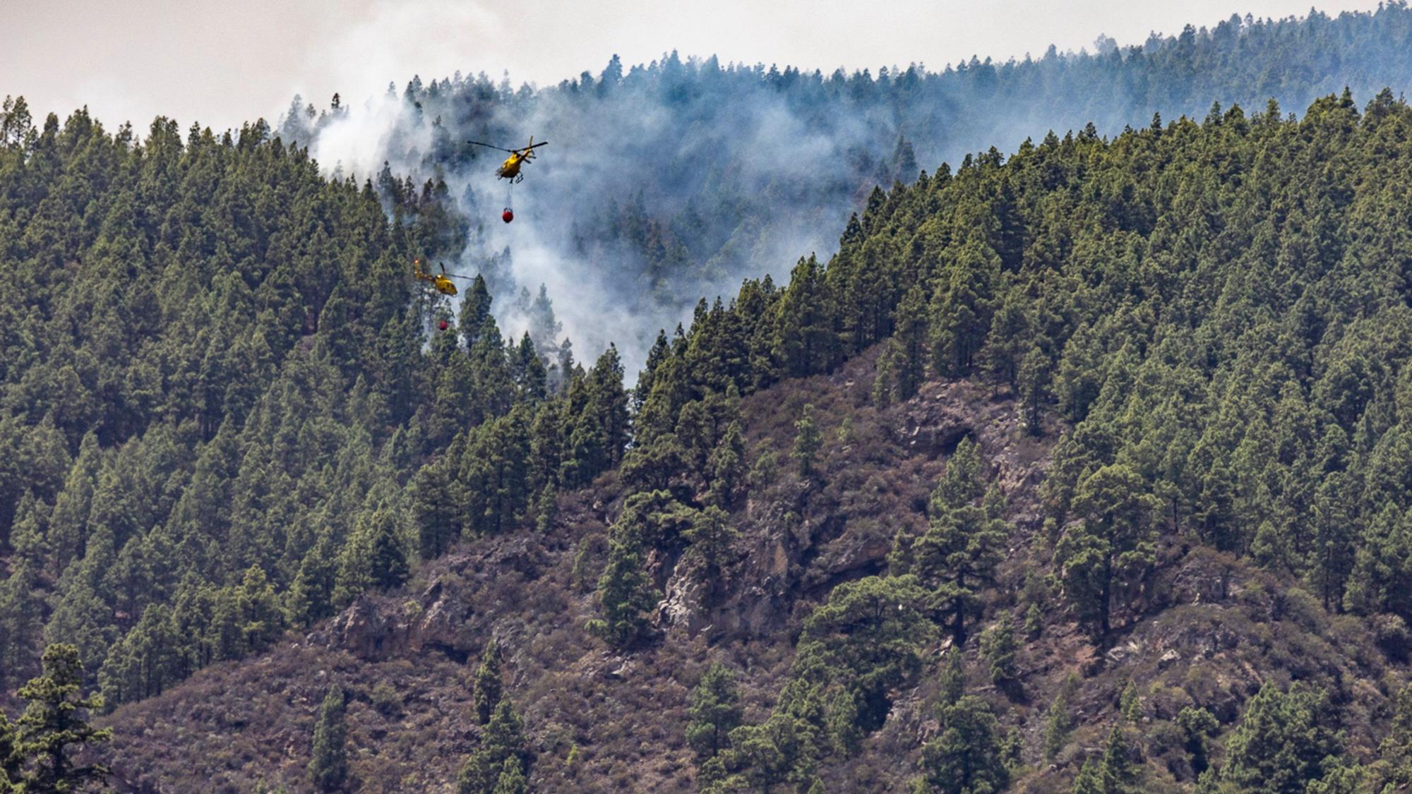 La Esperanza: Zwei Feuerlöschhubschrauber sind in Las Lagunetas, Teneriffa, im Einsatz.