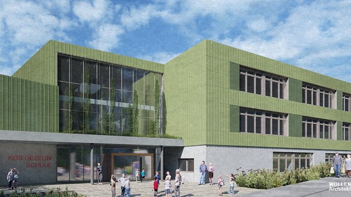 Entwurf für den Neubau der Gezelinschule des Architekturbüros Wollenweber