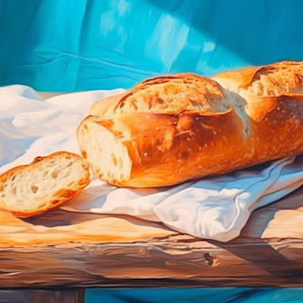 Illustration: Brot auf einem Leinentuch