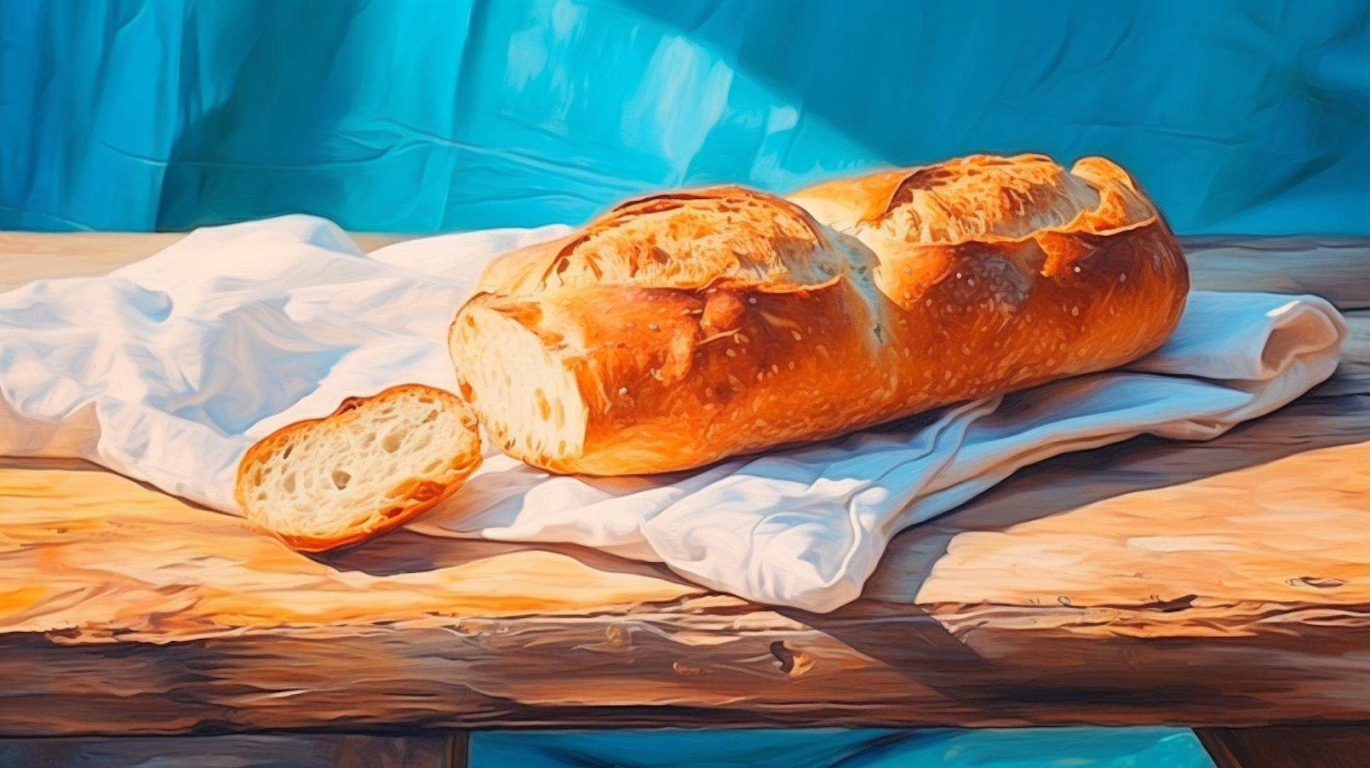 Illustration: Brot auf einem Leinentuch