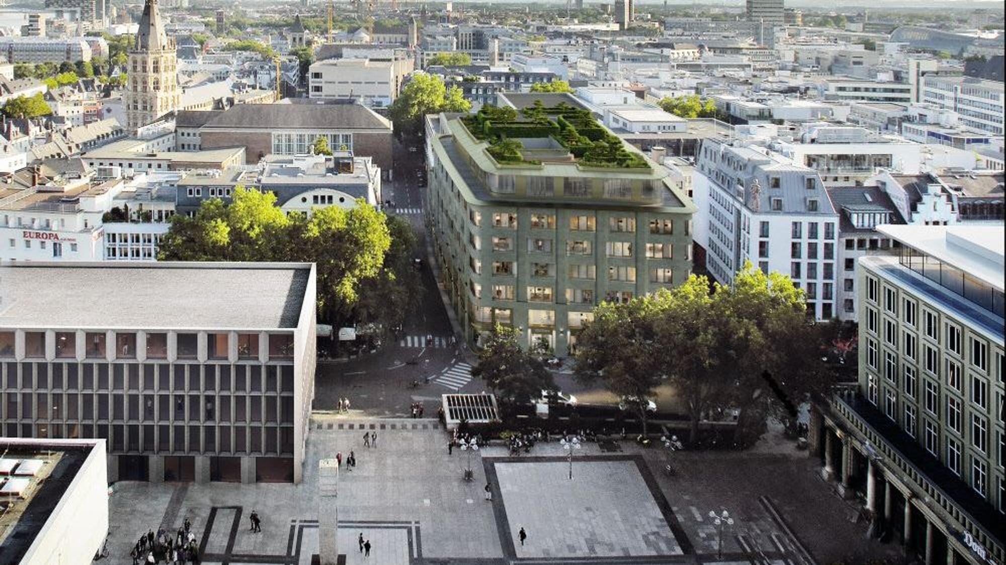 Diese Visualisierung zeigt das geplante Bürohaus am Dom.