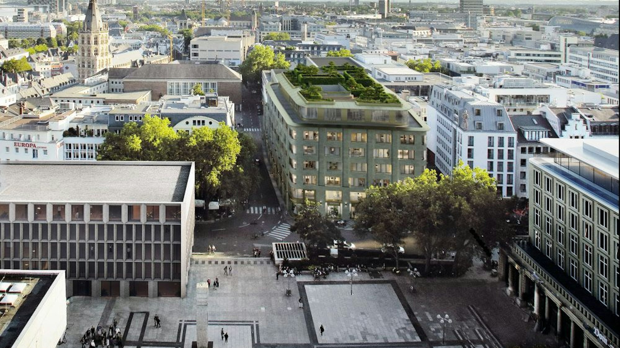 Diese Visualisierung zeigt das geplante Bürohaus am Dom.