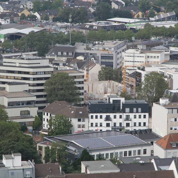 Bllick auf Siegburg mit dem Amtsgericht