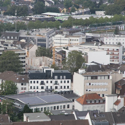 Bllick auf Siegburg mit dem Amtsgericht