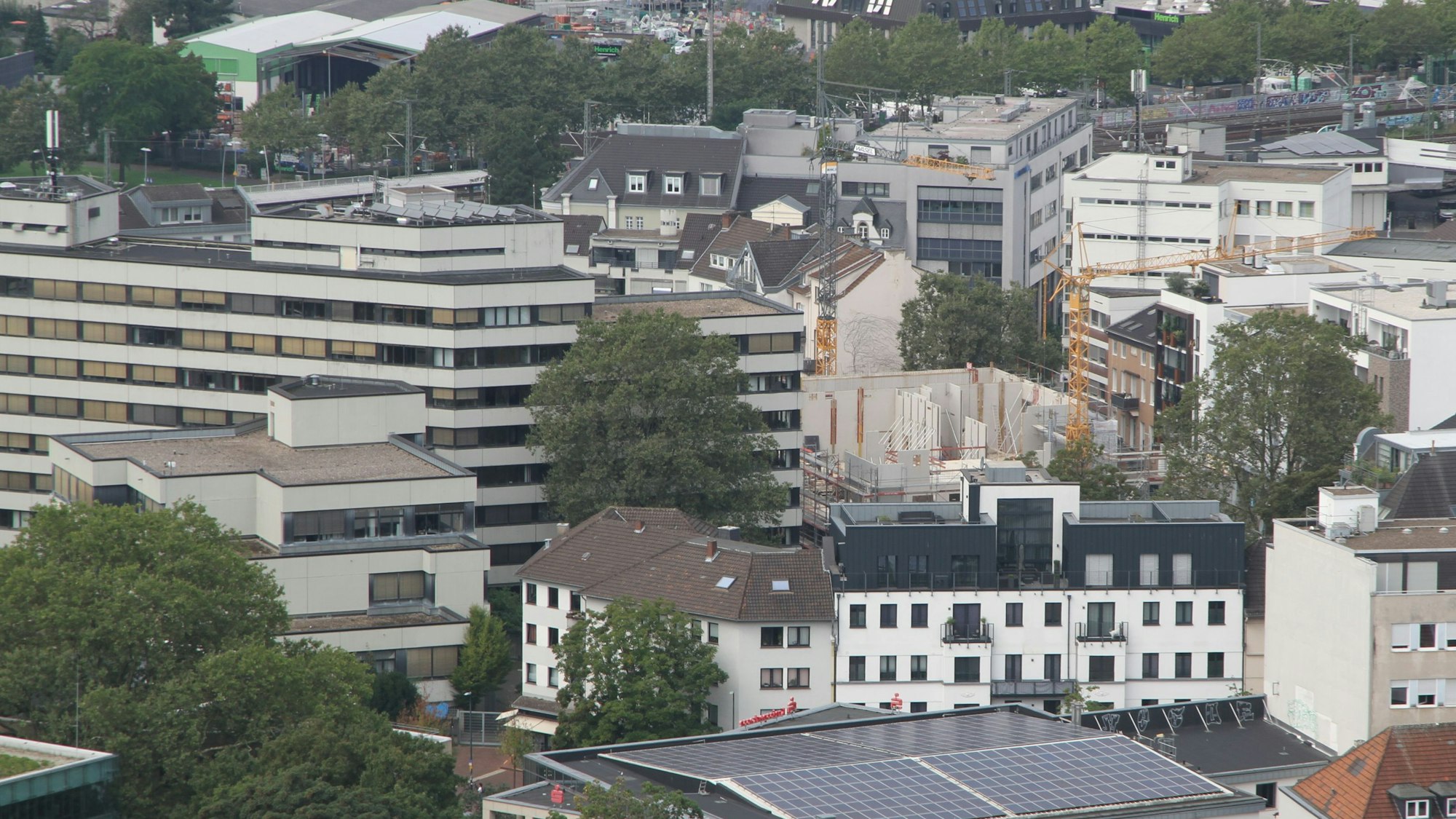 Die Innenstadt von Siegburg mit dem Amtsgericht