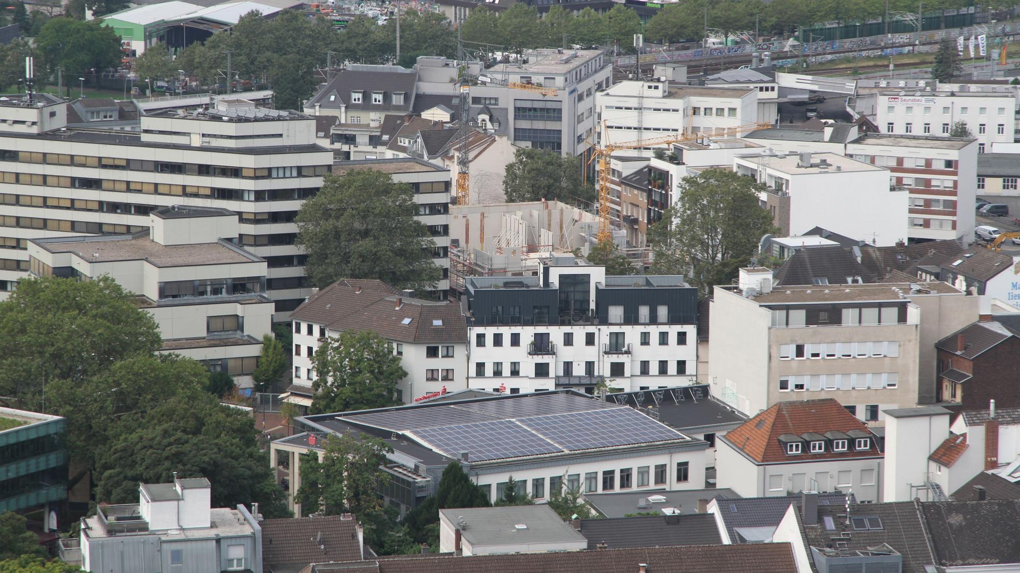Bllick auf Siegburg mit dem Amtsgericht