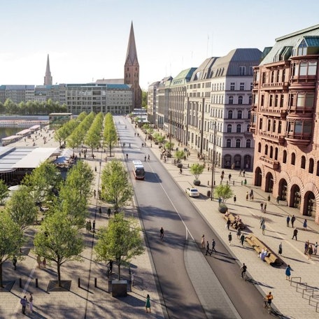 Mehr Bäume, weniger Verkehr: So soll der Hamburger Jungfernstieg demnächst aussehen.