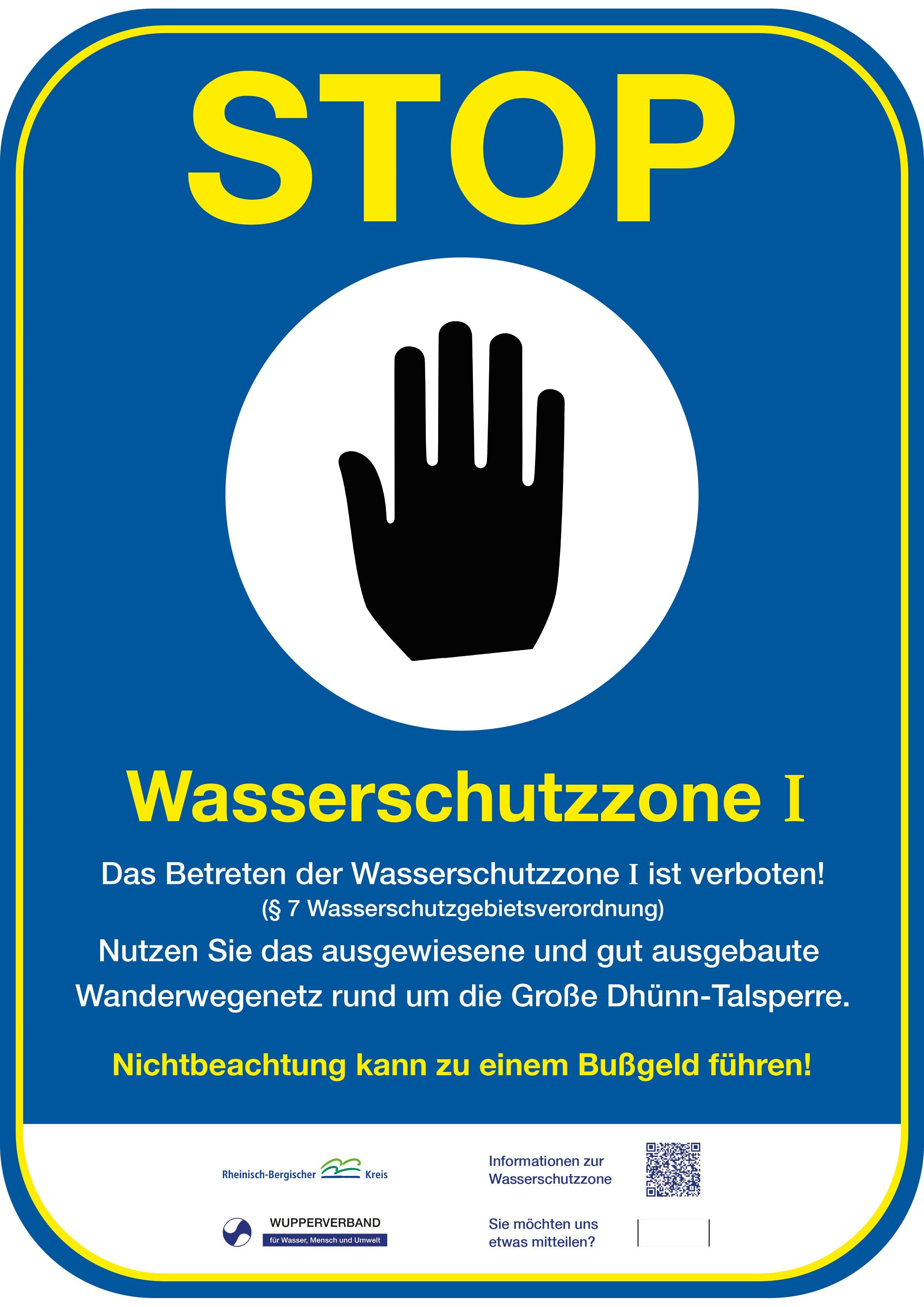 Schild über Betretungsverbot der Wasserschutzzone 1.