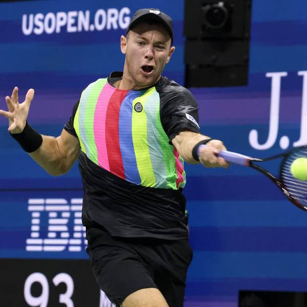 Dominik Koepfer bei den US Open in Aktion.
