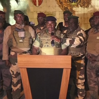 This video grab taken from Gabon 24 shows Gabonese soldiers appearing on television on August 30, 2023 announcing they were "putting an end to the current regime" and the cancellation of an election that, according to official results, President Ali Bongo Ondimba won. During the announcement, AFP journalists heard gunfire ring out in the Gabonese capital, Libreville.
While announcing the cancellation of the results one of the soldiers announced the dissolution of "all the institutions of the republic".
"We have decided to defend peace by putting an end to the current regime", one of the soldiers said on TV channel Gabon 24, adding that he was speaking on behalf of the "Committee for the Transition and Restoration of Institutions".
"To this end, the general elections of 26 August 2023 and the truncated results are cancelled," he added.
"All the institutions of the republic are dissolved: the government, the Senate, the National Assembly and the Constitutional Court," he added, announcing the closure of the country's borders "until further notice".
Among the soldiers were members of the Republican Guard as well as soldiers of the regular army and police officers.