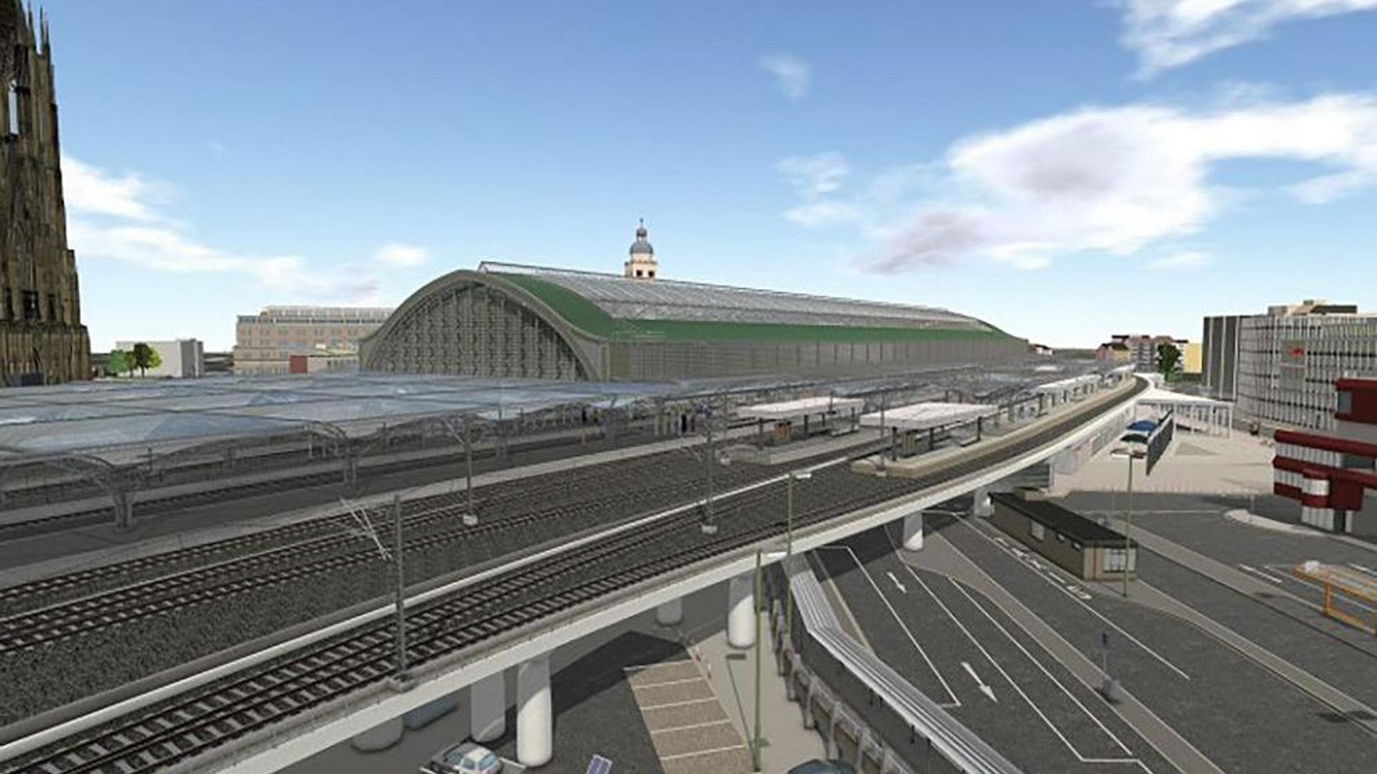 Eine Visualisierung des neuen Hauptbahnhof mit den Gleisen 12 und 13.