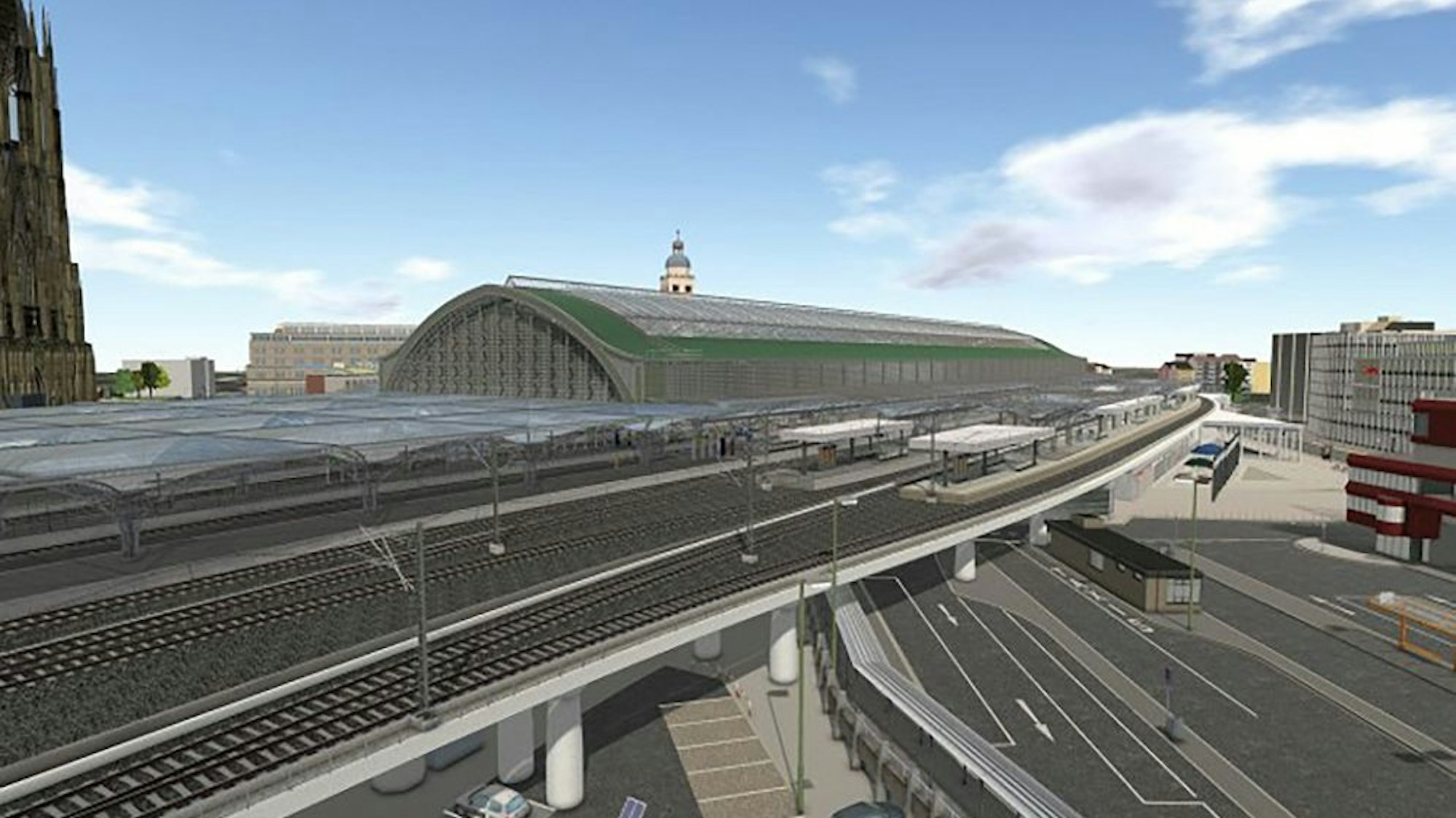 Eine Visualisierung des neuen Hauptbahnhof mit den Gleisen 12 und 13.