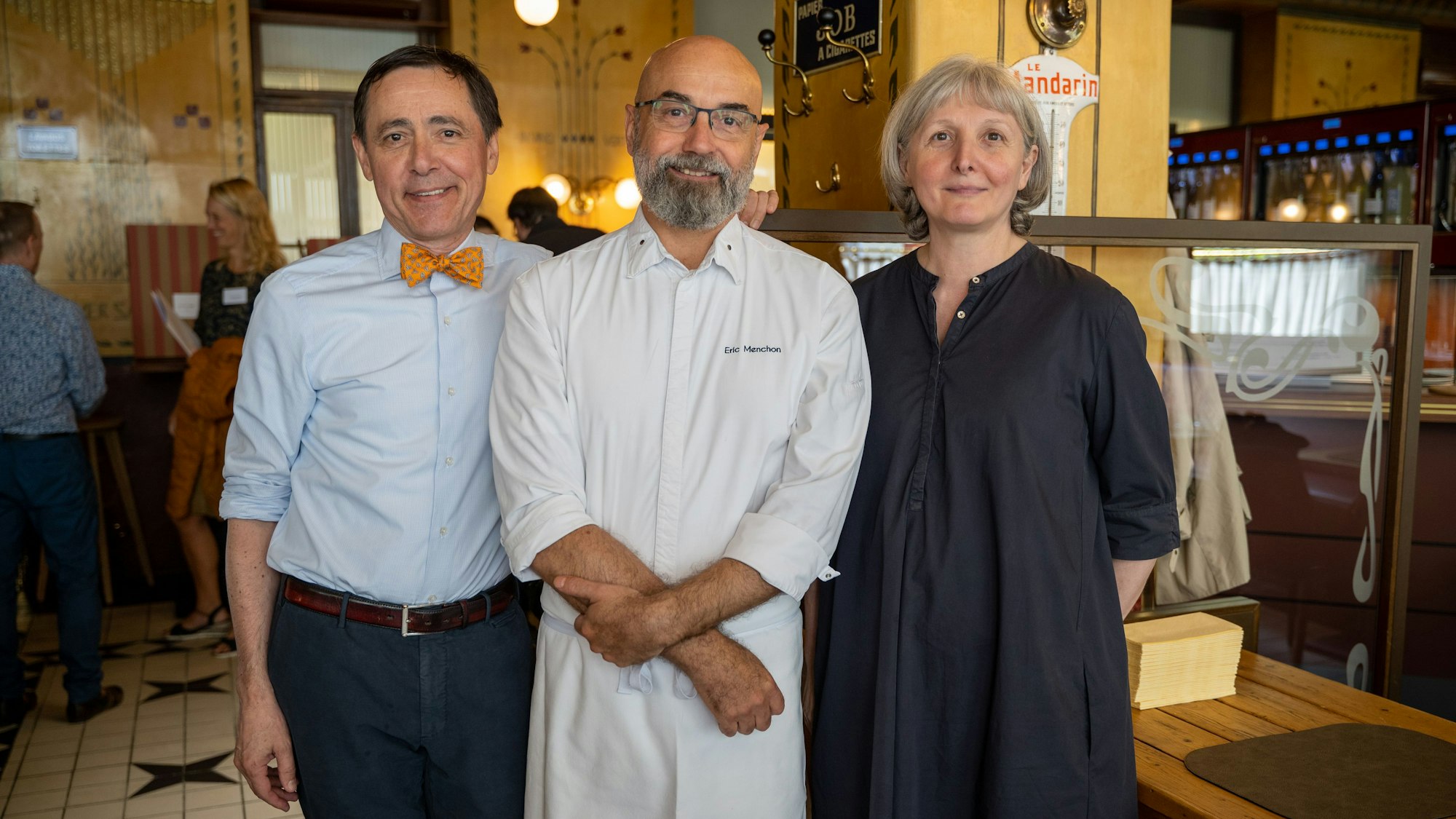 Vincent Moissonnier, Eric Menchon und Liliane Moissonnier im „Le Moissonnier“