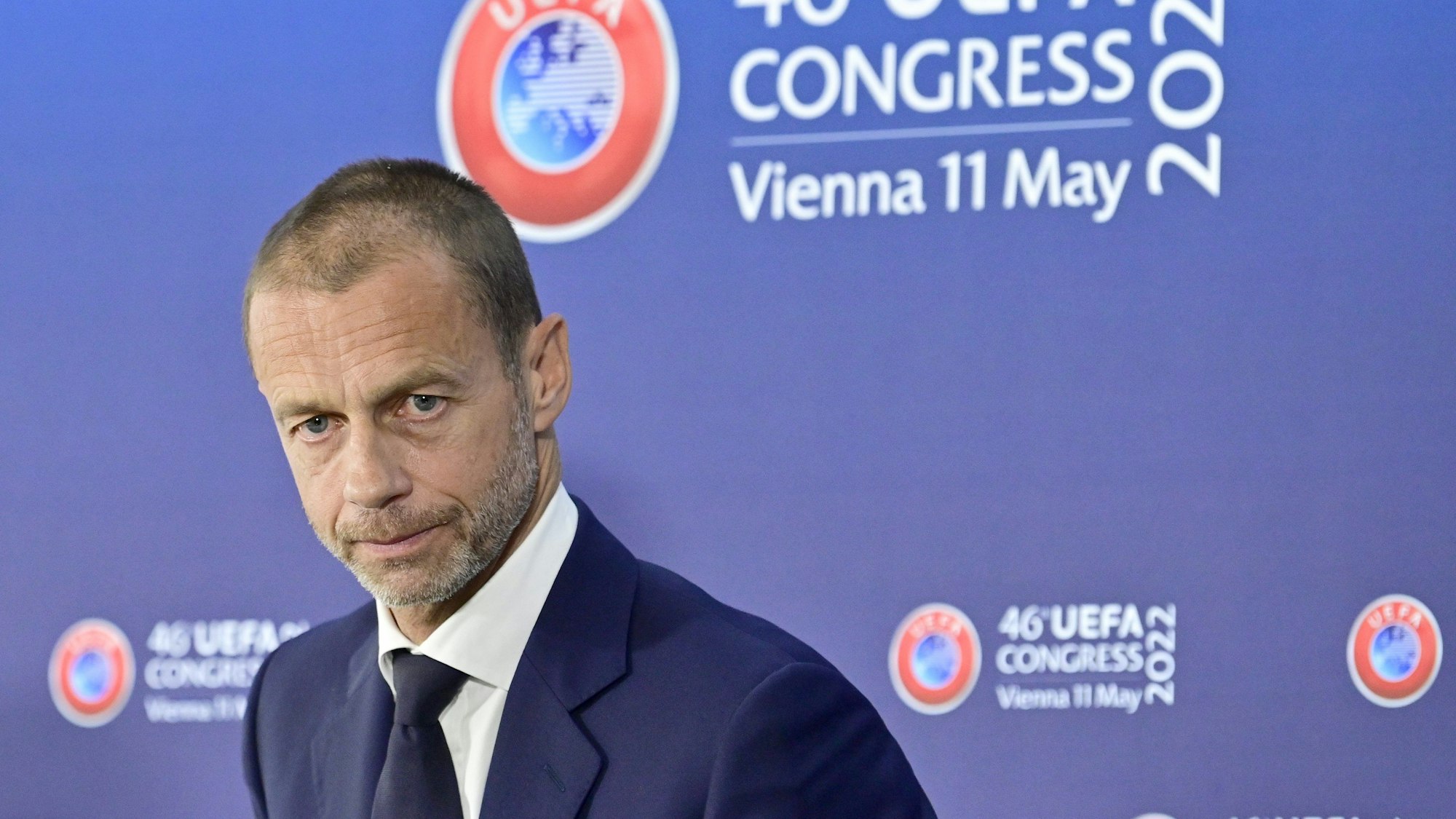 Aleksander Čeferin, Präsident der UEFA, spricht im Rahmen des UEFA-Kongresses.