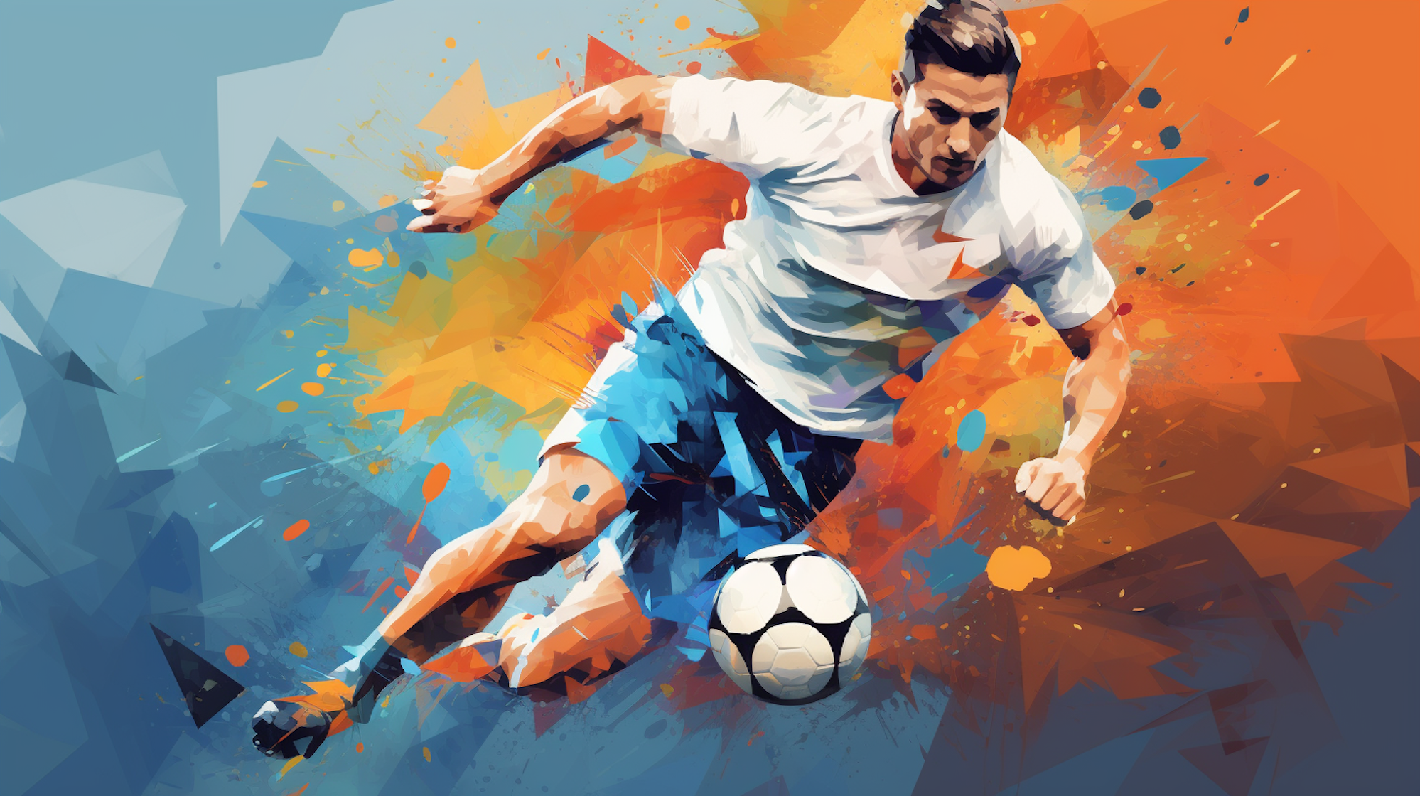 Illustration: Ein Fußballspieler mit einem Fußball