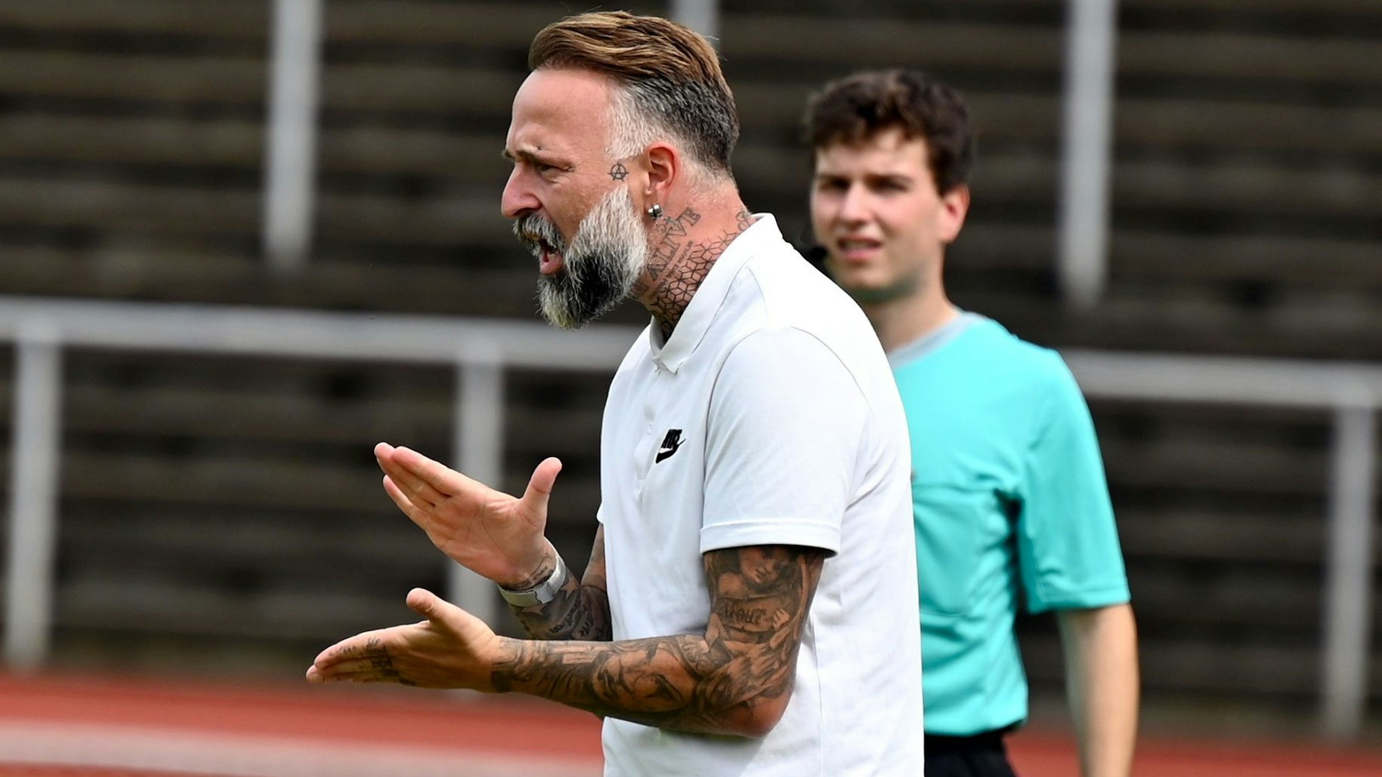 13.08.2023, Fussball-Berg Gladbach 09-SpVg. Porz
TR: Jonas Wendt (Porz)
Foto: Uli Herhaus