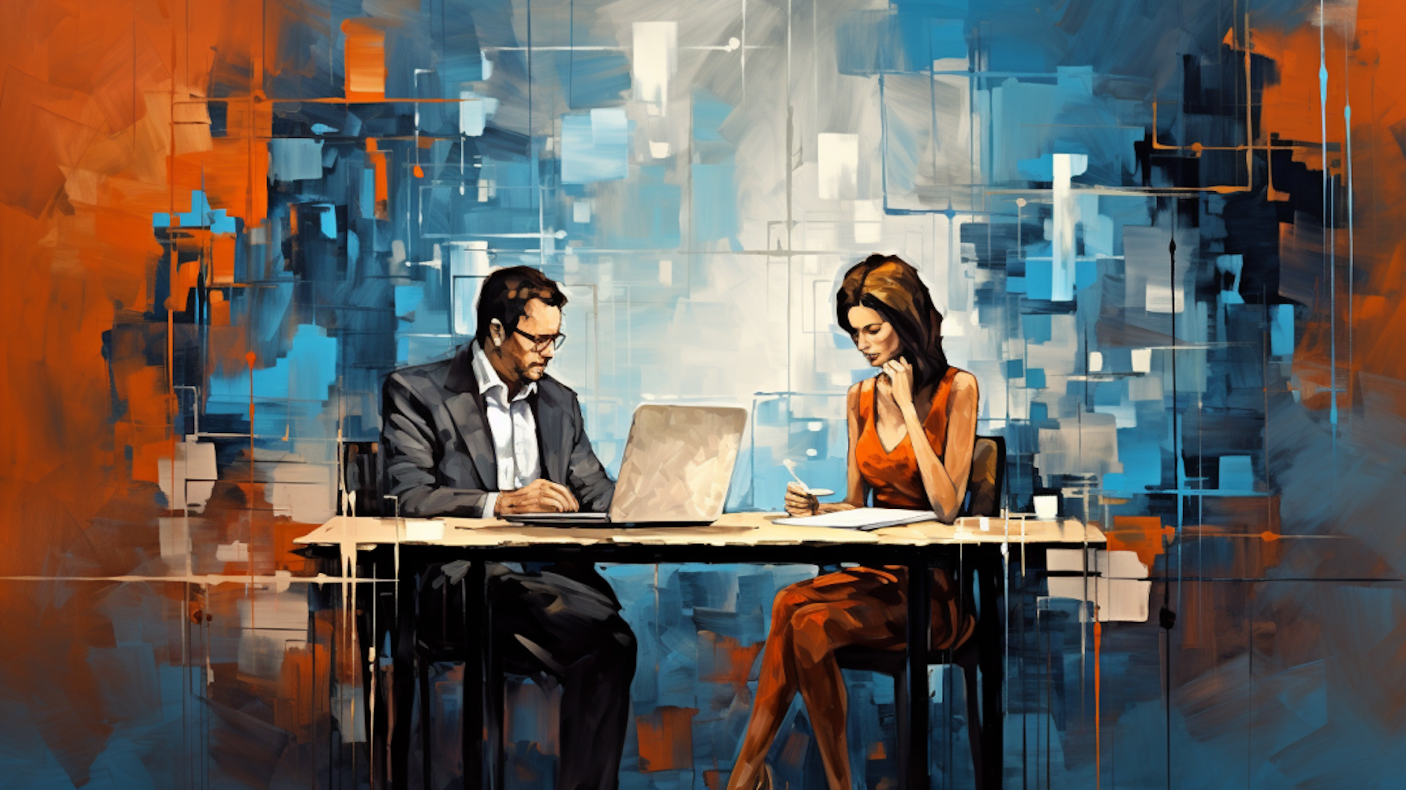 Ein Paar sitzt an einem Schreibtisch und rechnet.