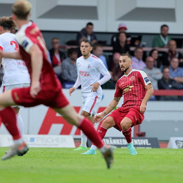 SC Fortuna Köln vs. 1. FC Köln U21, 4.Liga,
rechts: Stipe Batarilo (Fortuna), 01.08.2023, Bild: Herbert Bucco