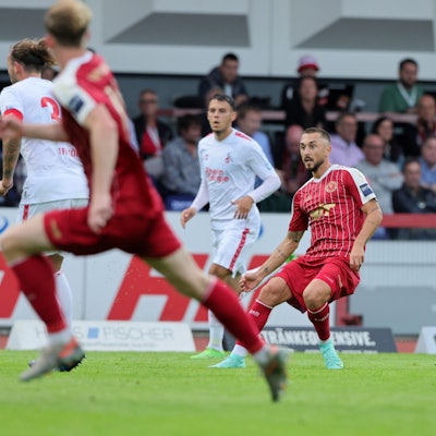 SC Fortuna Köln vs. 1. FC Köln U21, 4.Liga,
rechts: Stipe Batarilo (Fortuna), 01.08.2023, Bild: Herbert Bucco