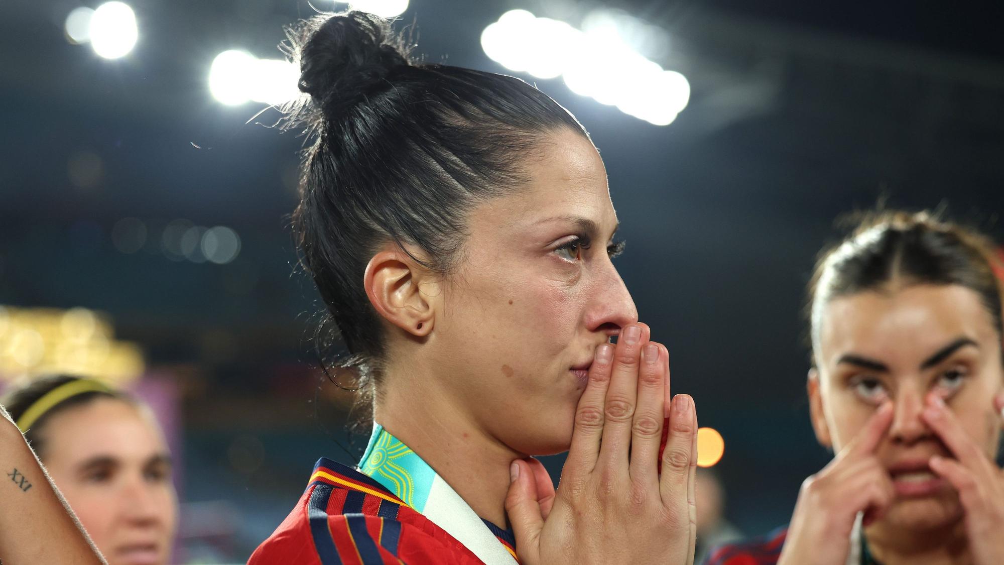 Jennifer Hermoso von Spanien reagiert nach dem WM-Sieg gegen England.