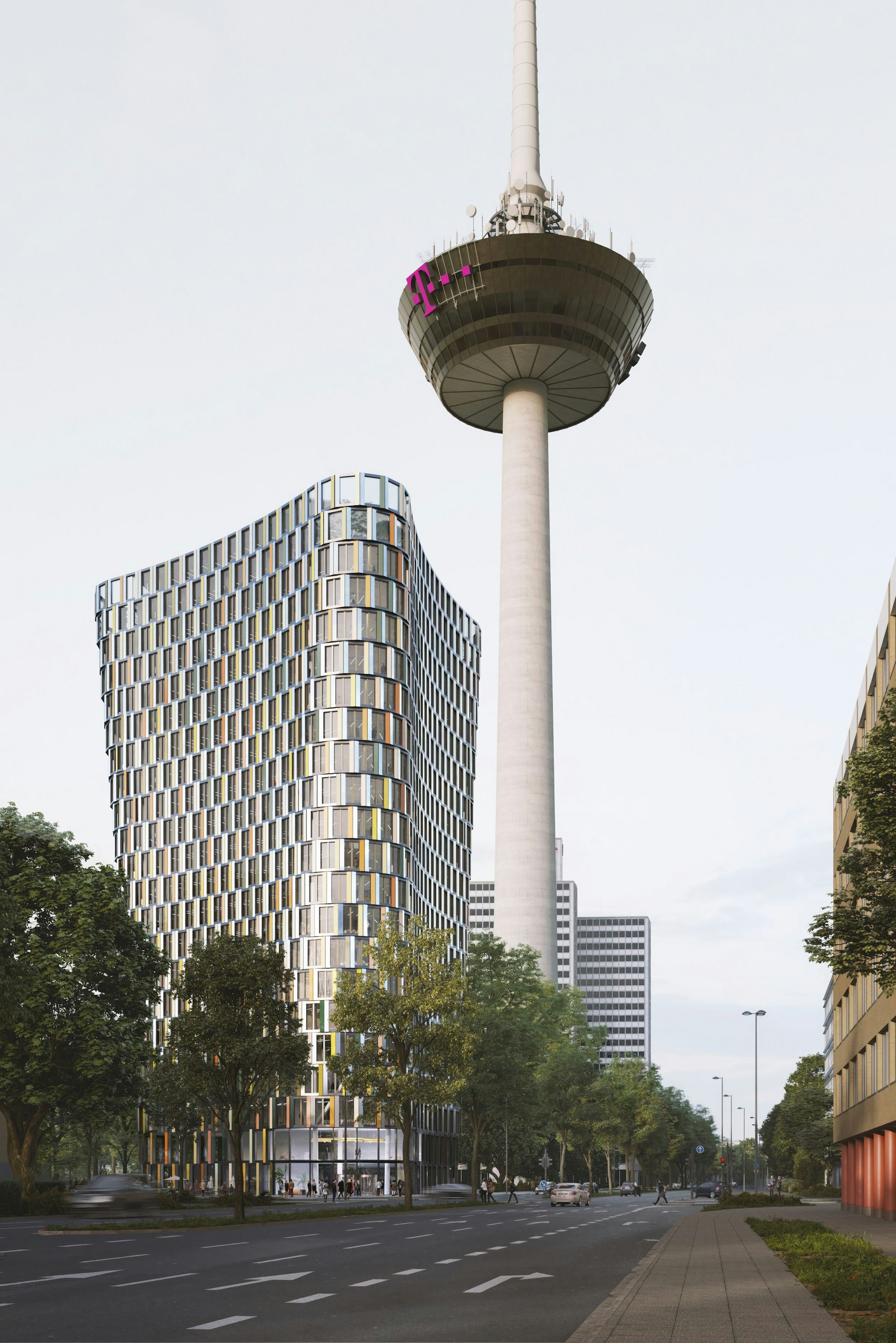 Der Siegerentwurf für das neue Gebäude neben dem Colonius.